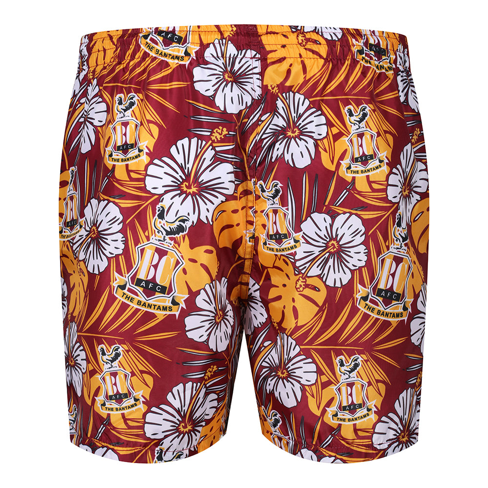 Hawaiian Print Swim Shorts Claret|Amber – Bradford City AFC